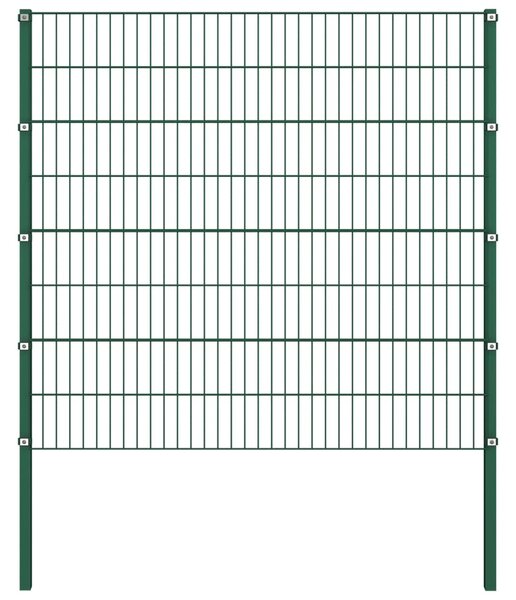 Pannello di Recinzione con Pali in Ferro 1,7x1,6 m Verde