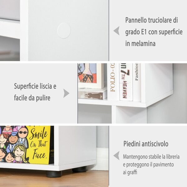 HOMCOM Libreria Scaffale Moderna di Design a 8 Ripiani in Legno Truciolare, Arredamento Casa e Ufficio, 70x24x178cm Bianco|Aosom