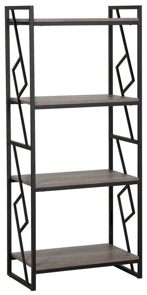 Libreria a 4 ripiani Scaffale industriale minimalista con struttura in metallo Nero e legno scuro Beliani