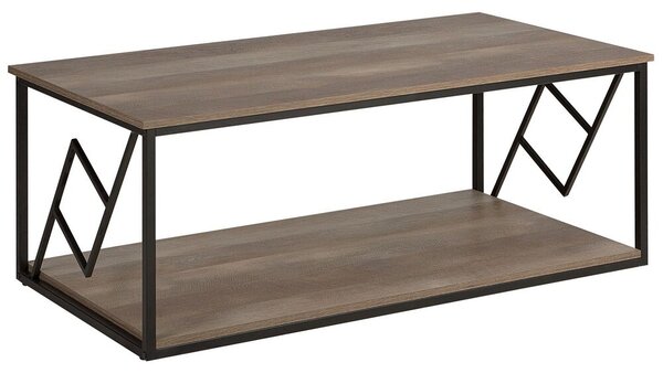 Tavolino Piano in Legno Scuro Struttura in Metallo Nero 120 x 60 cm Rettangolare Moderno Soggiorno Industriale Beliani