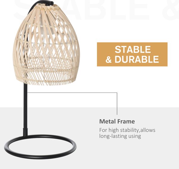 HOMCOM Lampada da Tavolo in Rattan, Lampada da Lettura Attacco E27 Potenza Max 40W, Arredamento Stile Vintage, Ф20x41cm, Beige|Aosom