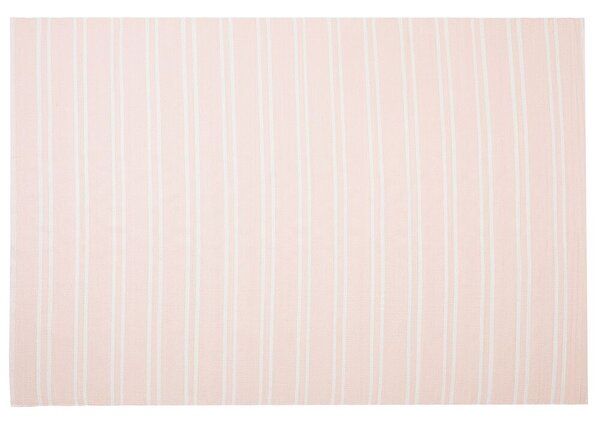 Tappeto tappetino Tappeto Rosa Reversibile Materiale Sintetico Esterno e Interno Bianco Righe Rettangolare 160 x 230 cm Beliani
