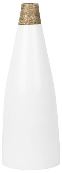 Vaso decorativo alto in Terracotta bianca da 53 cm Vaso da terra da tavolo con collo dorato Beliani
