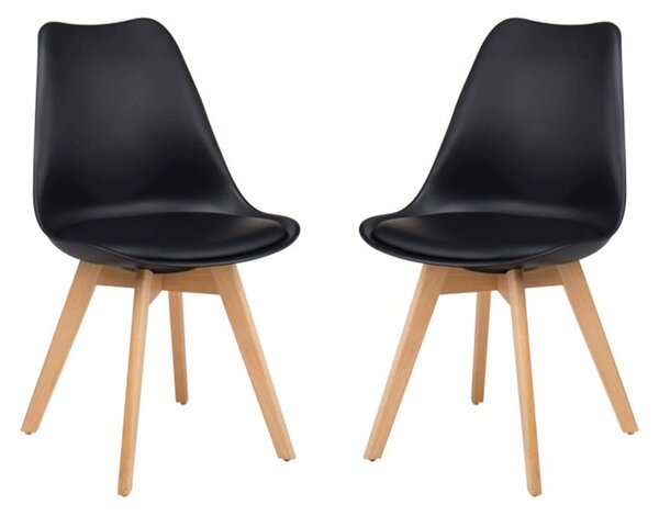 MARGOT - set di 2 sedie moderne imbottita con gambe in legno