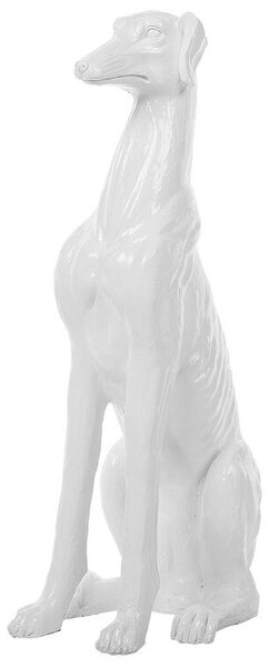 Figura Decorativa a Forma di Levriero in Poliresina di colore Bianca Lucida 80 cm soggiorno Beliani