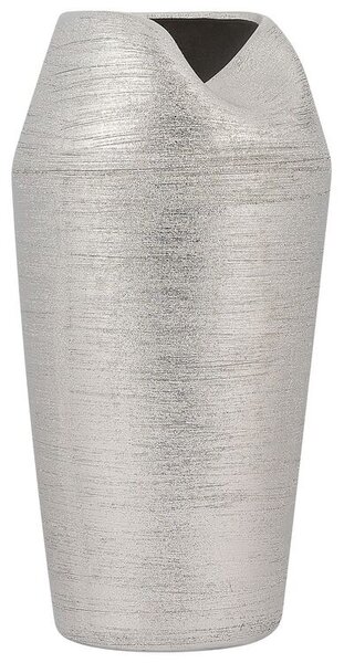 Vaso da Tavolo Decorativo Argento gres porcellanato 33 cm Glam stile moderno Beliani