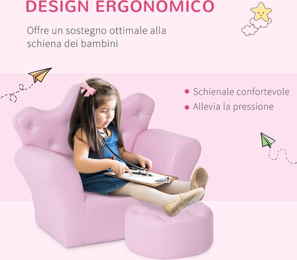 Poltrona Bambini 2-8 Anni - Legno Di Faggio, Imbottita, Rosa, Carico 75kg - Foto 11