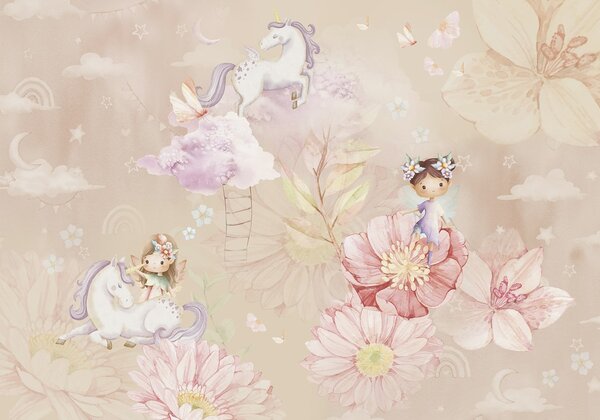 Carta da parati Fate e unicorni, Carta da parati per Bambini, w04051 : Uwalls.it