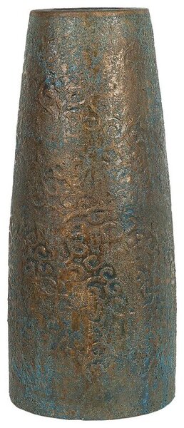 Vaso decorativo alto in ceramica blu dorato 42 cm Vaso da terra da tavolo effetto anticato Beliani