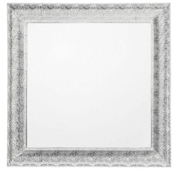 Specchio da parete color argento con cornice decorativa quadrata da 65 cm soggiorno camera da letto Beliani
