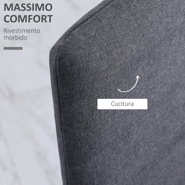HOMCOM Set 4 Sedie Moderne Imbottite con Cuciture decorative e Rivestimento in tessuto, per Soggiorno e Sala da Pranzo, Grigio | Aosom Italy