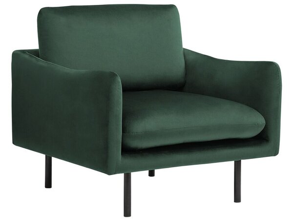 Poltrona Tessuto Velluto si colore Verde Gambe Nere Stile Retrò Moderno soggiorno salotto camera da letto Beliani