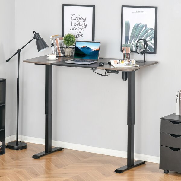 Vinsetto Scrivania Sollevabile Elettrica, 4 Altezze, Sistema Anticollisione, Design Moderno, Metallo Nero e Teak|Aosom