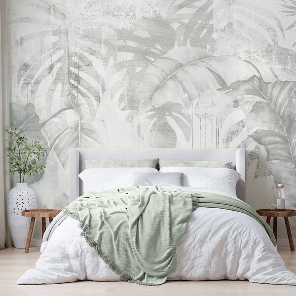 Carta da parati Foglie tropicali in stile grunge, tonalità, Carta da parati Natura, Carta da parati Foglie di Palma, w03956v1 : Uwalls.it