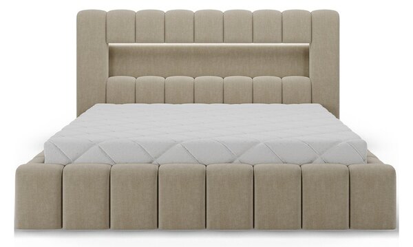Letto matrimoniale imbottito beige con contenitore con rete inclusa 180x200 cm Lamica – ELTAP