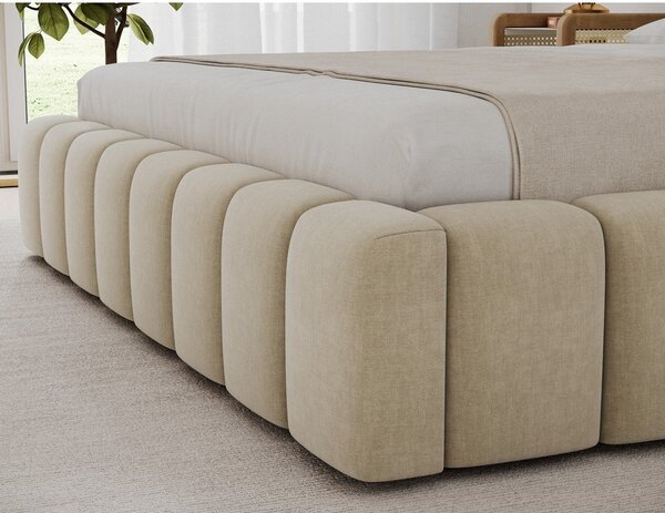 Letto matrimoniale imbottito beige con contenitore con rete inclusa 180x200 cm Lamica – ELTAP