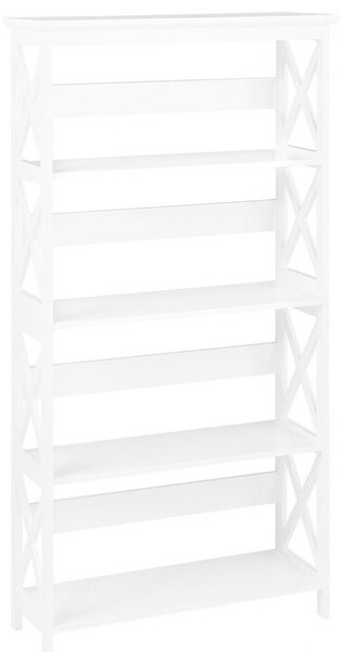 Libreria impiallacciata in legno bianco 4 ripiani a scaletta minimalista Beliani