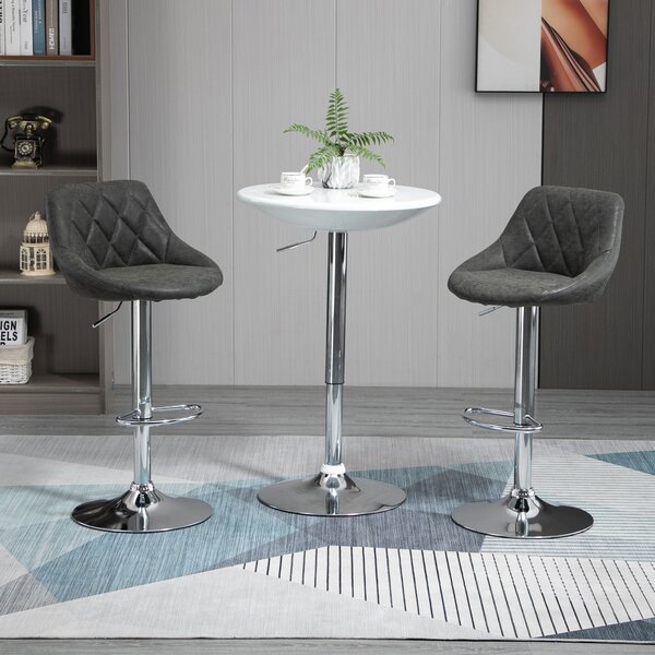 HOMCOM Set 2 Sgabelli da Bar con Schienale e Altezza Regolabile, Sgabelli Bar Design in PU e Base in Metallo, 46x48x83-104cm, Grigio | Aosom Italy