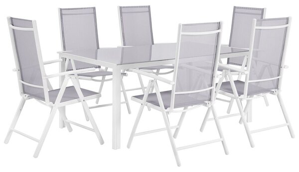Set da pranzo da giardino in 7 pezzi Tavolo da pranzo in alluminio grigio con 6 sedie pieghevoli Beliani