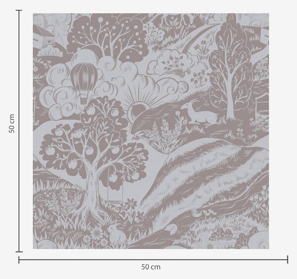Carta da parati Illustrazione di fiaba in pastello con animali e alberi, Parati natura classici, a00172v1 : Uwalls.it
