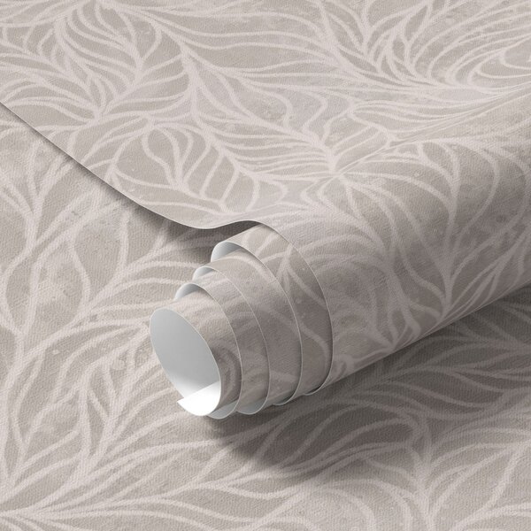 Carta da parati Texture astratta beige con linee morbide di foglie, Parati fiori e piante classici, a00179 : Uwalls.it