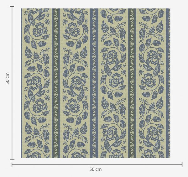 Carta da parati Ornamento vintage blu con fiori e ghiande, Parati fiori e piante classici, a00181v1 : Uwalls.it