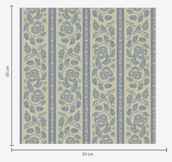 Carta da parati Ornamento floreale a righe con ghiande nei toni del blu e del beige, Parati classici in stile shabby chic, a00181 : Uwalls.it
