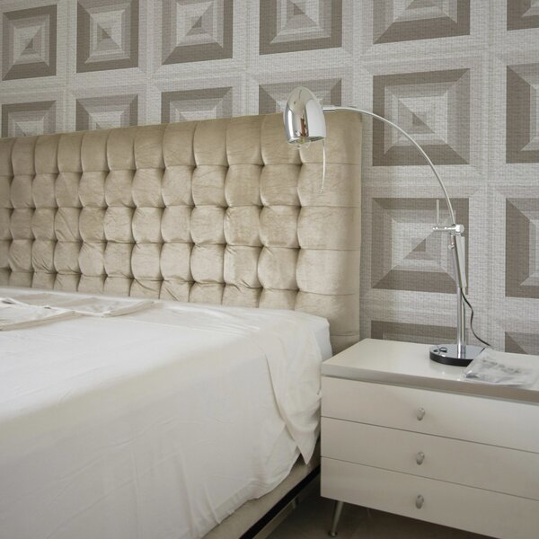 Carta da parati Motivo geometrico tridimensionale in grigio e beige, Parati classici in stile scandinavo, a00187 : Uwalls.it