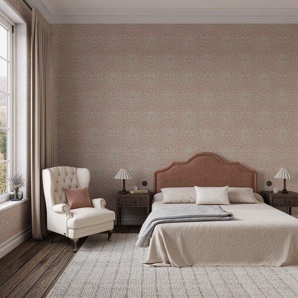 Carta da parati Motivo classico rosa con medaglioni e fiori, Parati classici in stile francese, a00185 : Uwalls.it