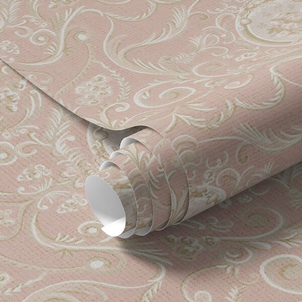 Carta da parati Motivo classico rosa con medaglioni e fiori, Parati classici in stile francese, a00185 : Uwalls.it