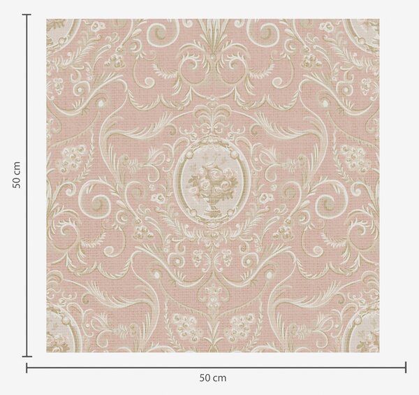 Carta da parati Motivo classico rosa con medaglioni e fiori, Parati classici in stile francese, a00185 : Uwalls.it