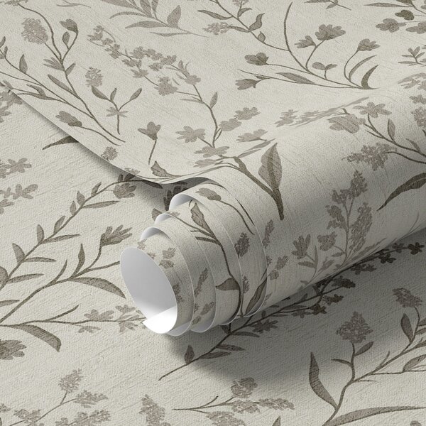 Carta da parati Erbe da prato monocromatiche in stile vintage, Parati classici in stile inglese, a00192 : Uwalls.it