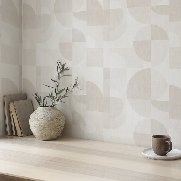 Carta da parati Geometria minimalista in una palette di colori crema chiaro, Parati classici in stile scandinavo, a00189 : Uwalls.it