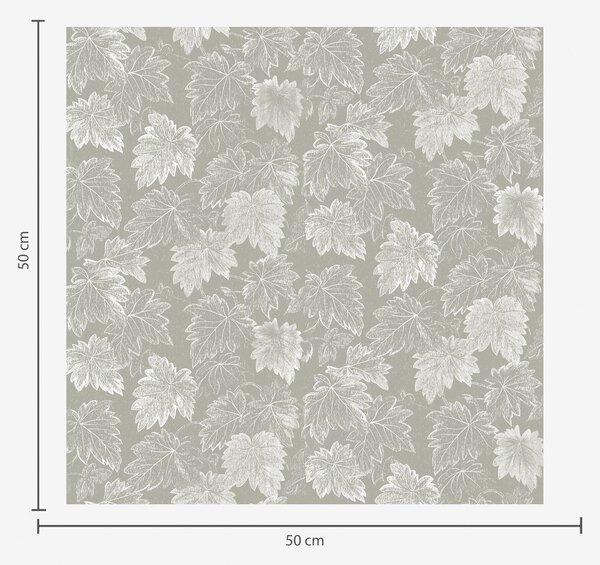 Carta da parati Foglie d'acero grafiche in combinazione di colori argento su sfondo grigio, Parati classici Rustica, a00196 : Uwalls.it