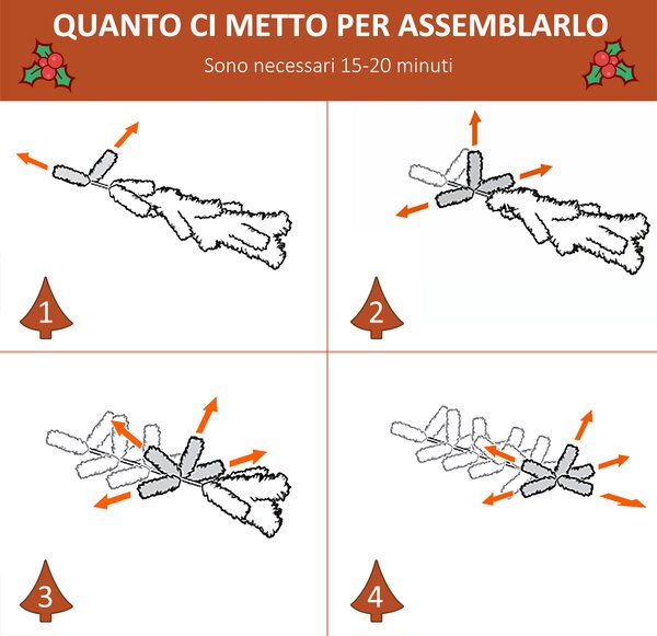 HOMCOM Albero di Natale Innevato 180cm con Bacche Rosse e Pigne Bianche, Base Rimovibile Pieghevole, 678 Rami, Verde|Aosom