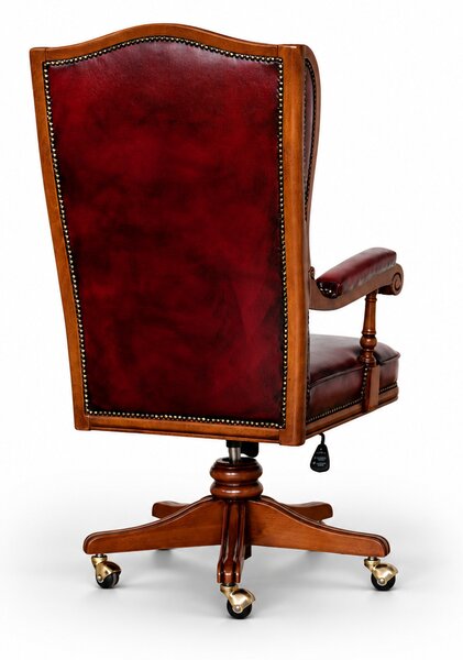 Poltrona Presidenziale Cambridge Chesterfield Pelle Primo Fiore Premium - Legno Massello Scolpito
