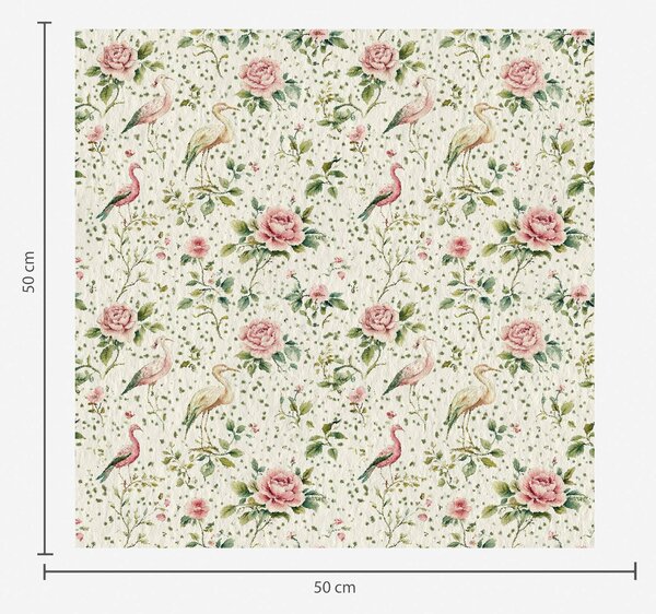 Carta da parati Rose rosa pastello e uccelli in stile shabby chic, Parati classici in stile inglese, a00201 : Uwalls.it