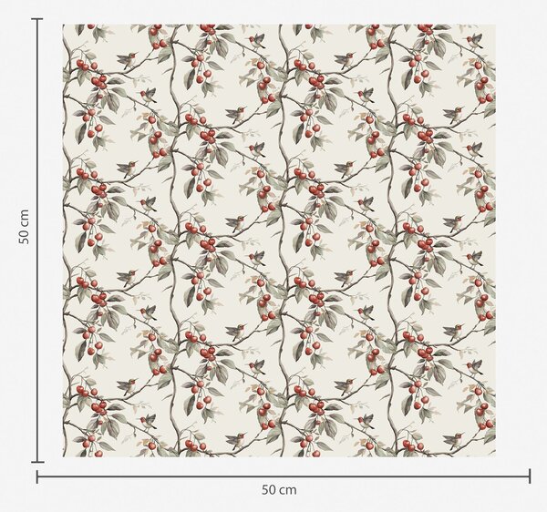 Carta da parati Uccelli tra rami di ciliegio con bacche rosse, Parati classici Rustica, a00206 : Uwalls.it