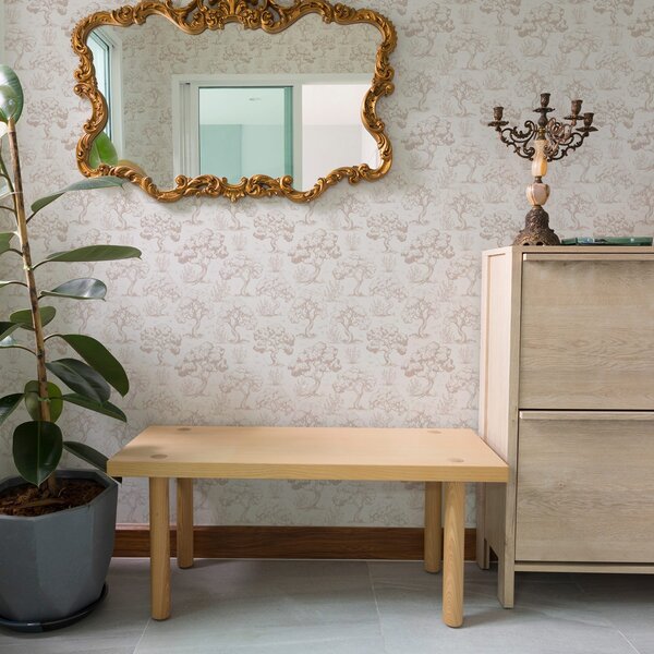 Carta da parati Sagome monocromatiche di alberi in stile vintage, combinazione di colori beige, Parati classici in stile inglese, a00210 : Uwalls.it