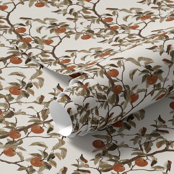 Carta da parati Uccelli e arance sui rami, botanica vintage, Parati classici Rustica, a00208 : Uwalls.it