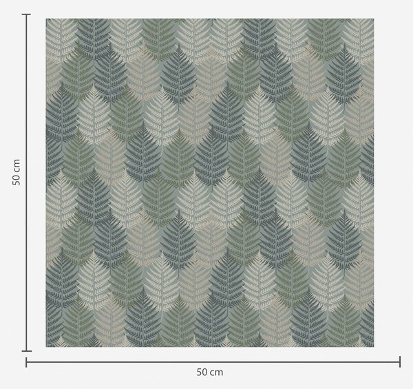Carta da parati Foglie di felce, motivo geometrico, colori verde e blu, Parati classici in stile loft, a00211 : Uwalls.it