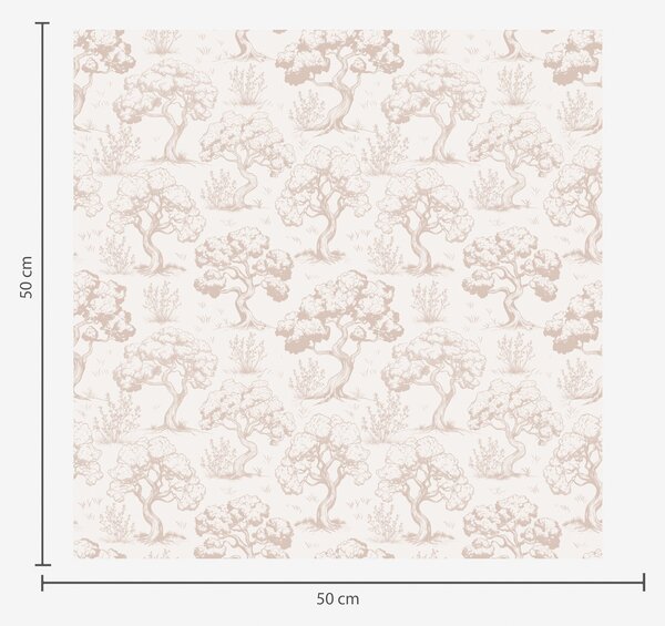 Carta da parati Sagome monocromatiche di alberi in stile vintage, combinazione di colori beige, Parati classici in stile inglese, a00210 : Uwalls.it