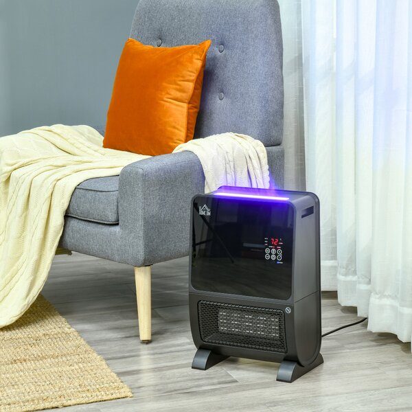 HOMCOM Stufa Elettrica 2 in 1 con Umidificatore, Luce LED a 3 Colori e Ultravioletti, Stufa Elettrica Camino con Timer e Telecomando, Nero|Aosom