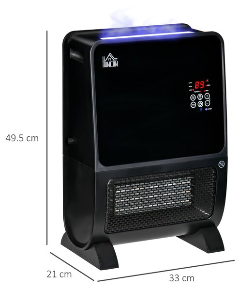 HOMCOM Stufa Elettrica 2 in 1 con Umidificatore, Luce LED a 3 Colori e Ultravioletti, Stufa Elettrica Camino con Timer e Telecomando, Nero|Aosom