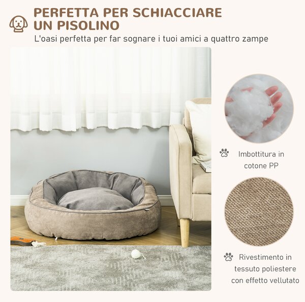 PawHut Cuccia per Cani e Gatti Imbottita con Cuscino e Bordi Rialzati, Lettino per Animali Rivestimento in Tessuto, 85x85x35cm, Grigio|Aosom
