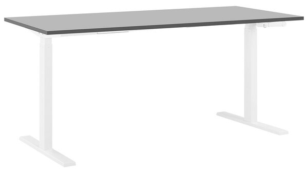 Scrivania regolabile manualmente Piano in legno Nero Acciaio verniciato a polvere Struttura bianca Sedersi e stare in piedi 160 x 72 cm Beliani