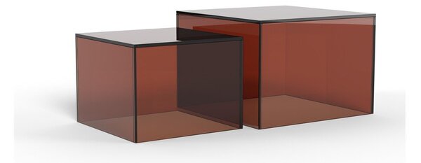 Set di tavolini da salotto marroni in vetro 2 pz 50x50 cm Dice – Actona