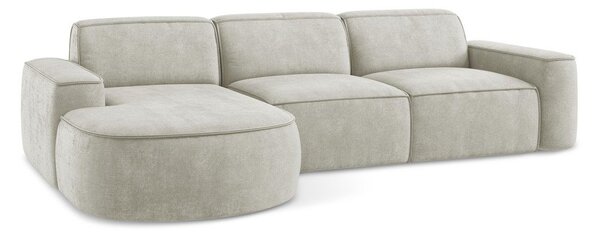 Divano angolare color crema (con penisola a sinistra/con chaise lounge) con rivestimento in ciniglia Omao – Makamii