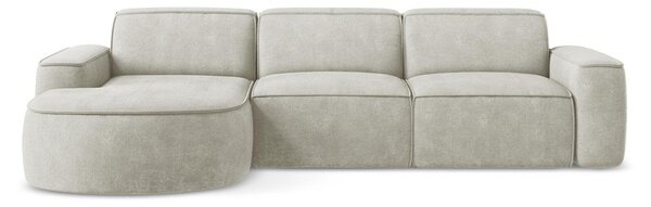 Divano angolare color crema (con penisola a sinistra/con chaise lounge) con rivestimento in ciniglia Omao – Makamii