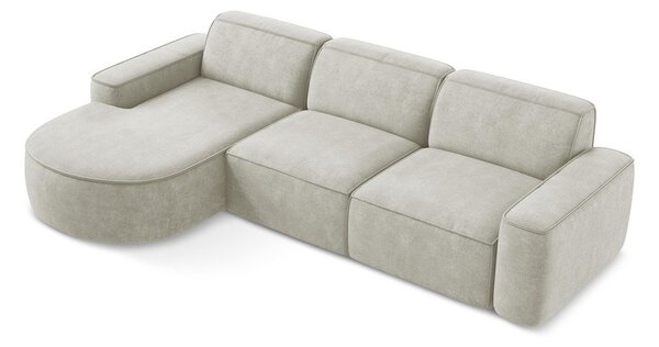 Divano angolare color crema (con penisola a sinistra/con chaise lounge) con rivestimento in ciniglia Omao – Makamii